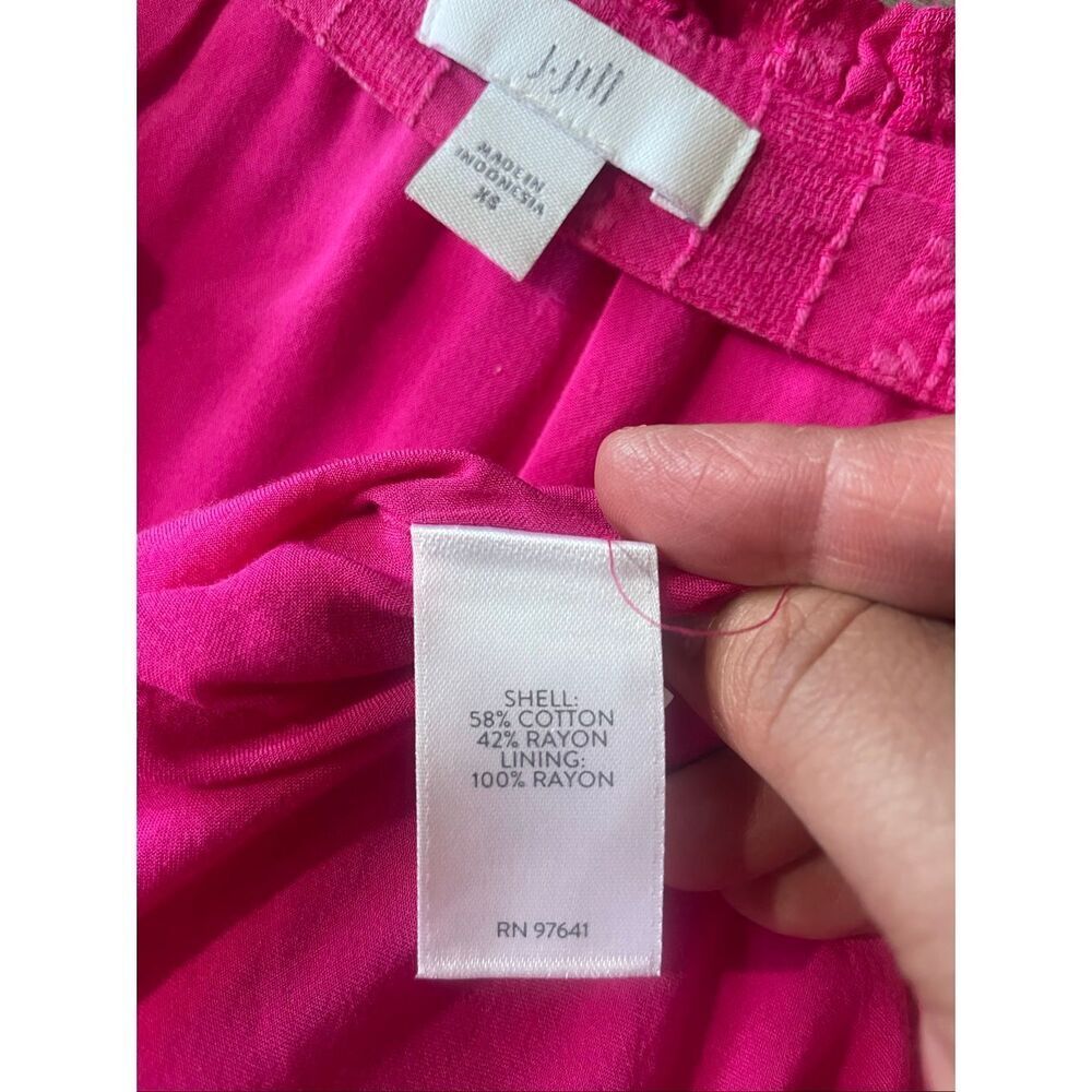 J.Jill pink tiered dress button-front neckline and 3/4 length sleeves sz. XS - Picture 3 of 5